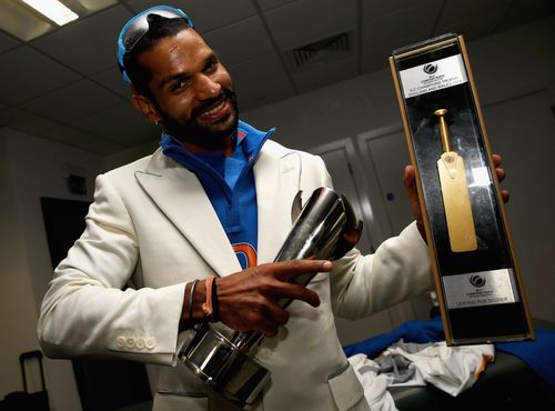 Shikhar Dhawan won the Golden Bat in the ICC Champions Trophy 2013 for being the leading run-getter in the tournament (File image via Getty)