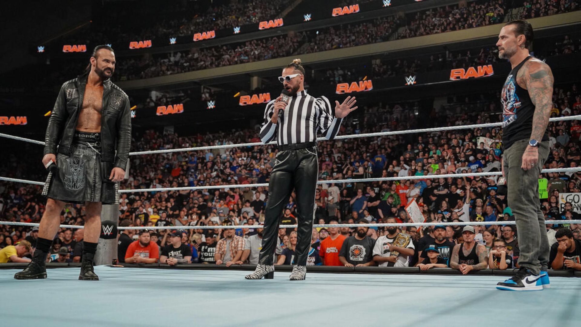 Drew McIntyre, Seth Rollins, and CM Punk on RAW [Image Credits: WWE.com]