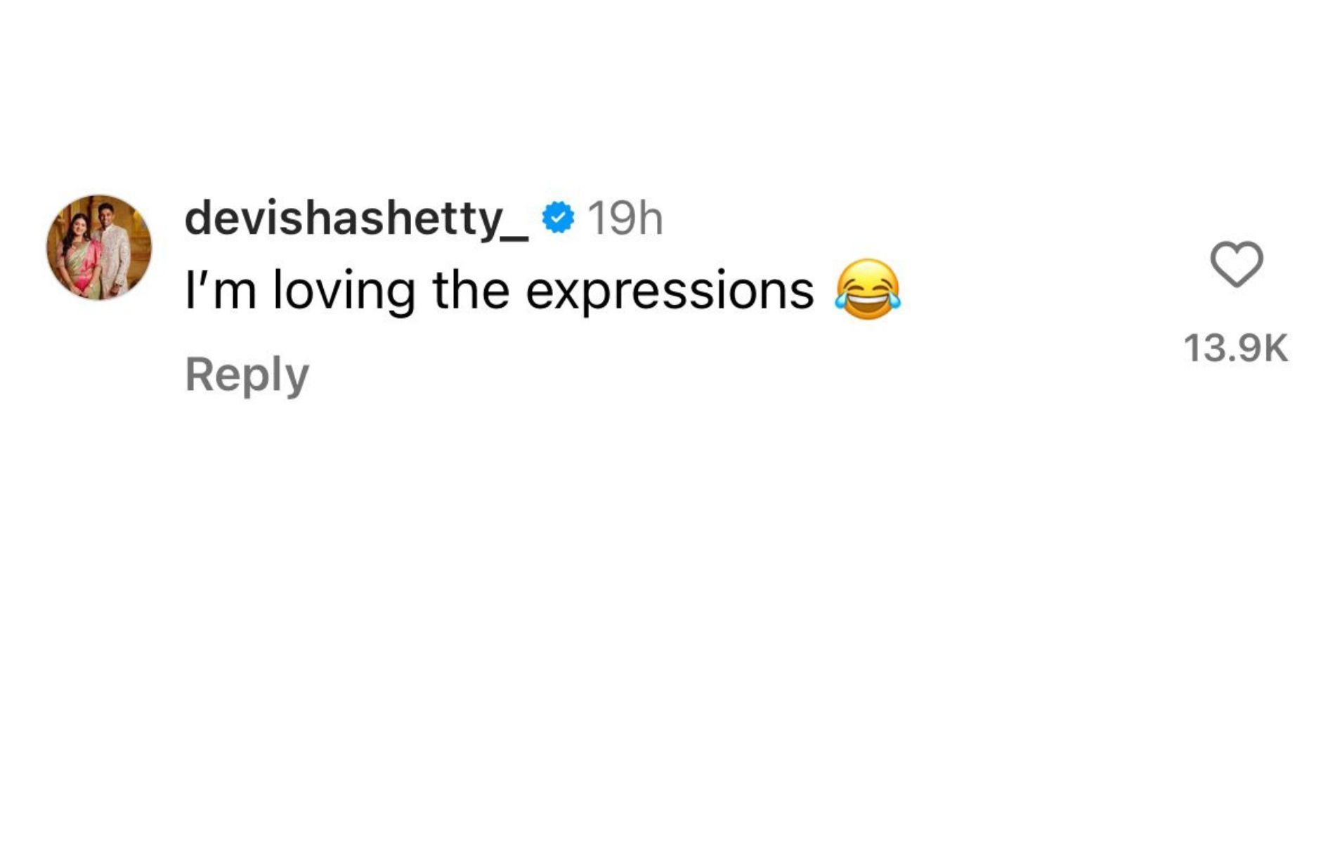 Screenshot of Devisha Shetty&#039;s comment.