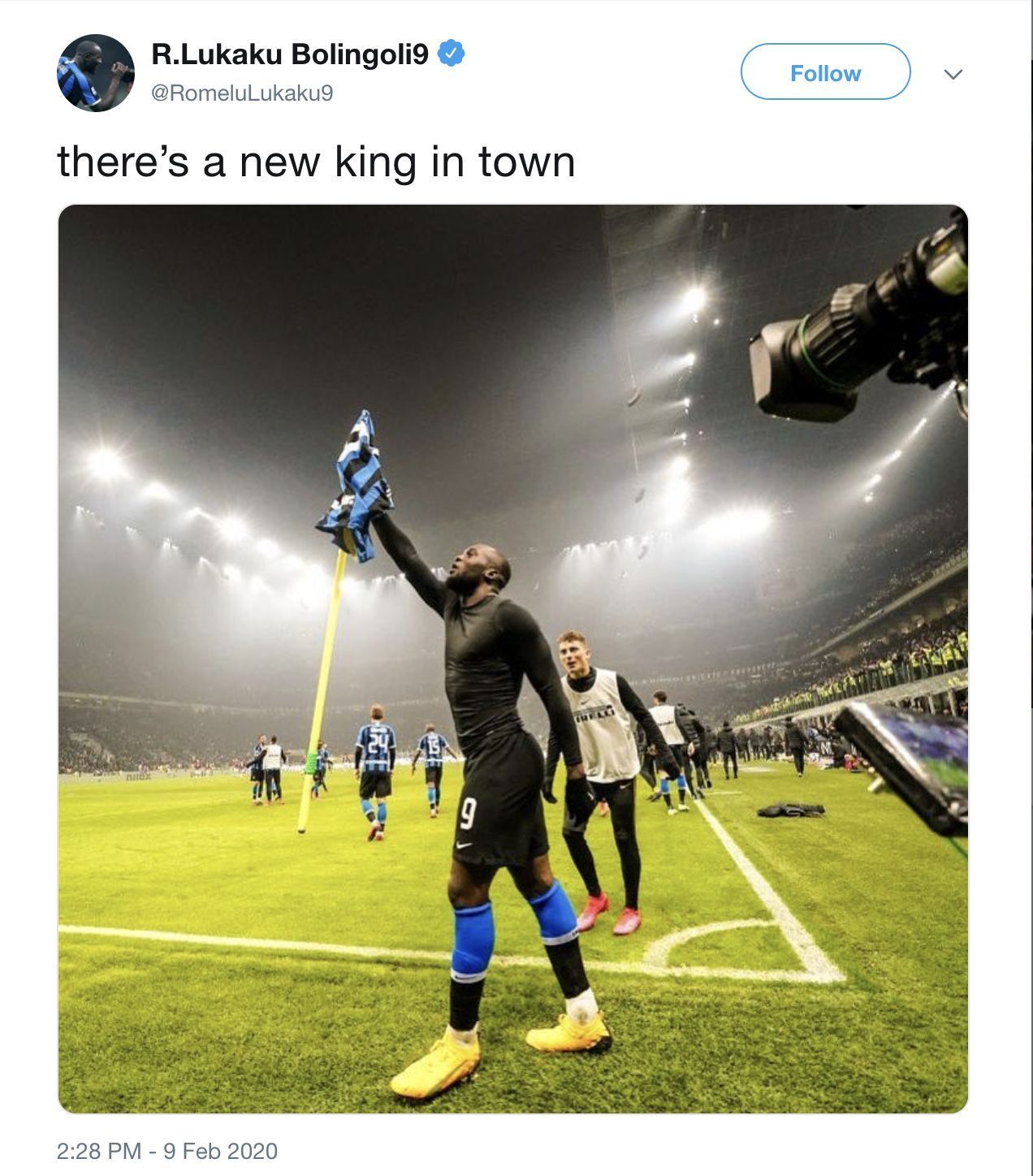 Lukaku&#039;s tweet which was subsequently deleted