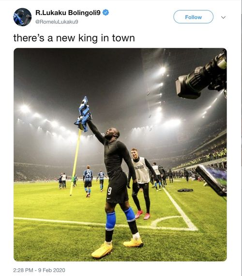 Lukaku's tweet which was subsequently deleted