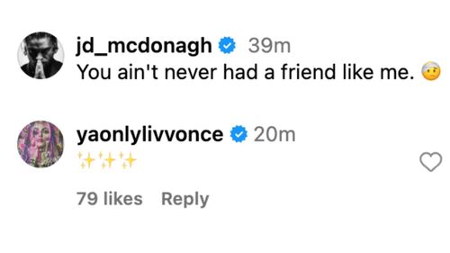 Morgan reacts to McDonagh's post on Instagram.