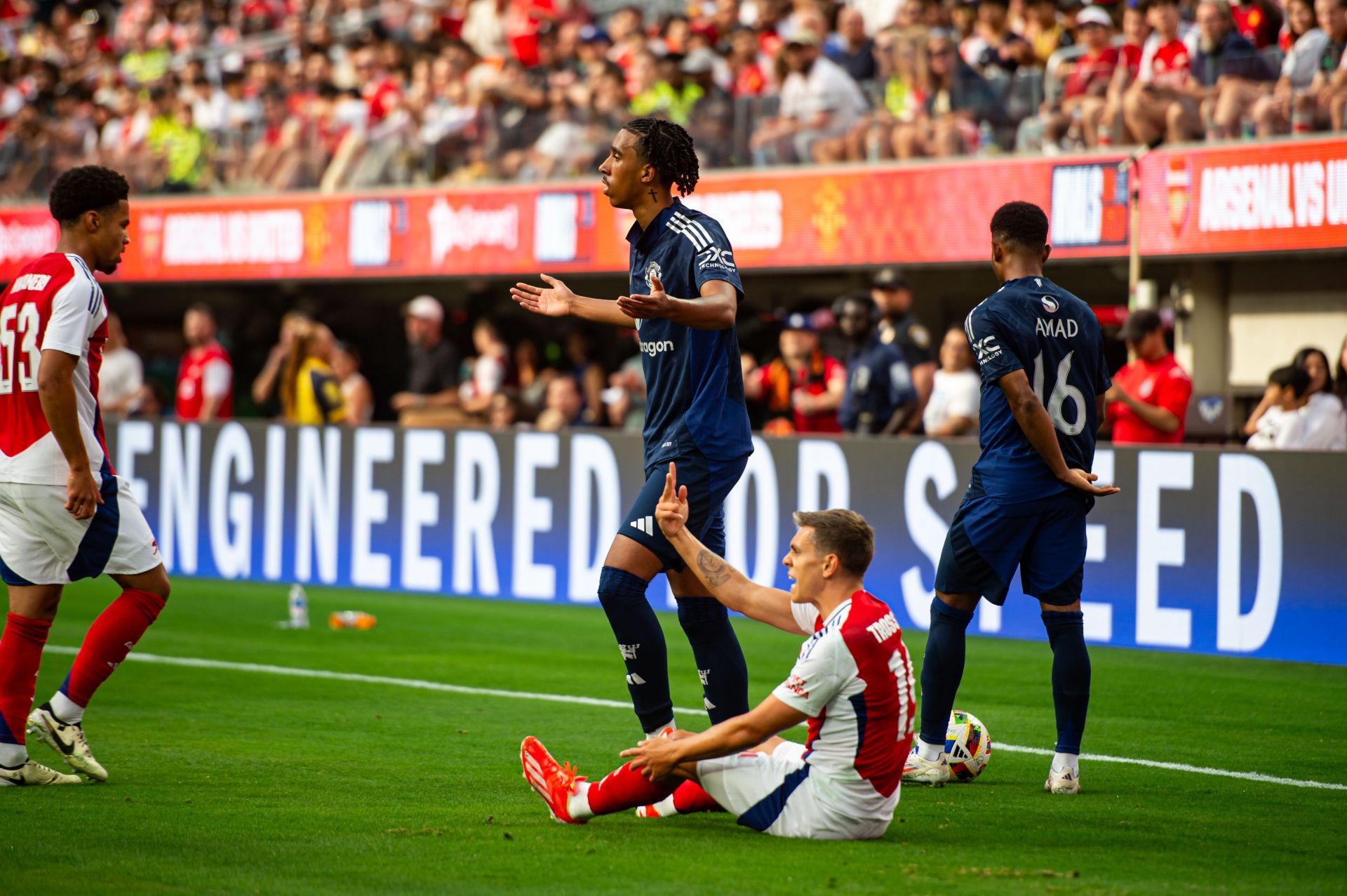 Leny Yoro&#039;s injury came against Arsenal in pre-season (Image - Getty)