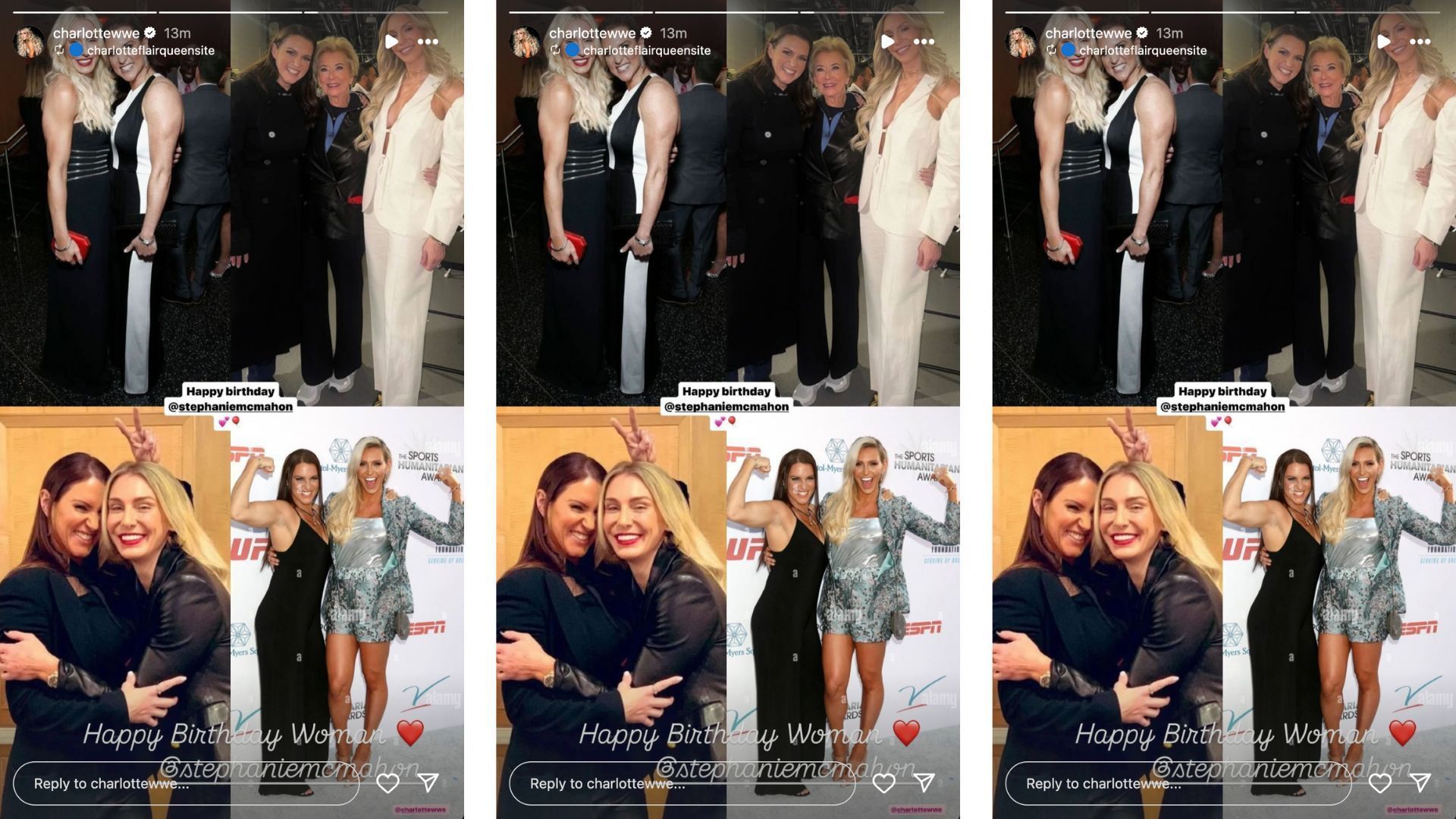 Flair sends birthday message to Stephanie McMahon on Instagram.