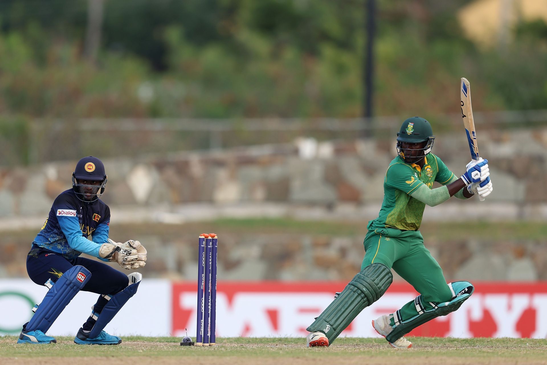 Andile Simelane of South Africa in action during the ICC U19 Men&#039;s Cricket World Cup.