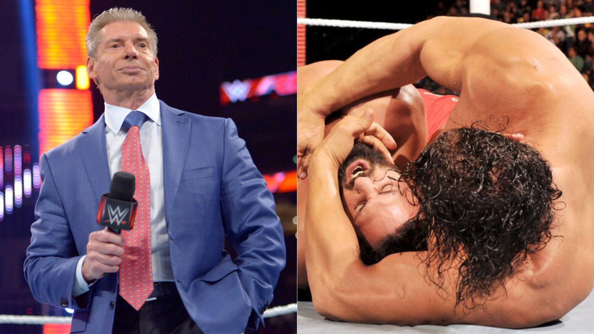 Vince McMahon (left); Damien Sandow and The Great Khali (right) [Image Credits: wwe.com]