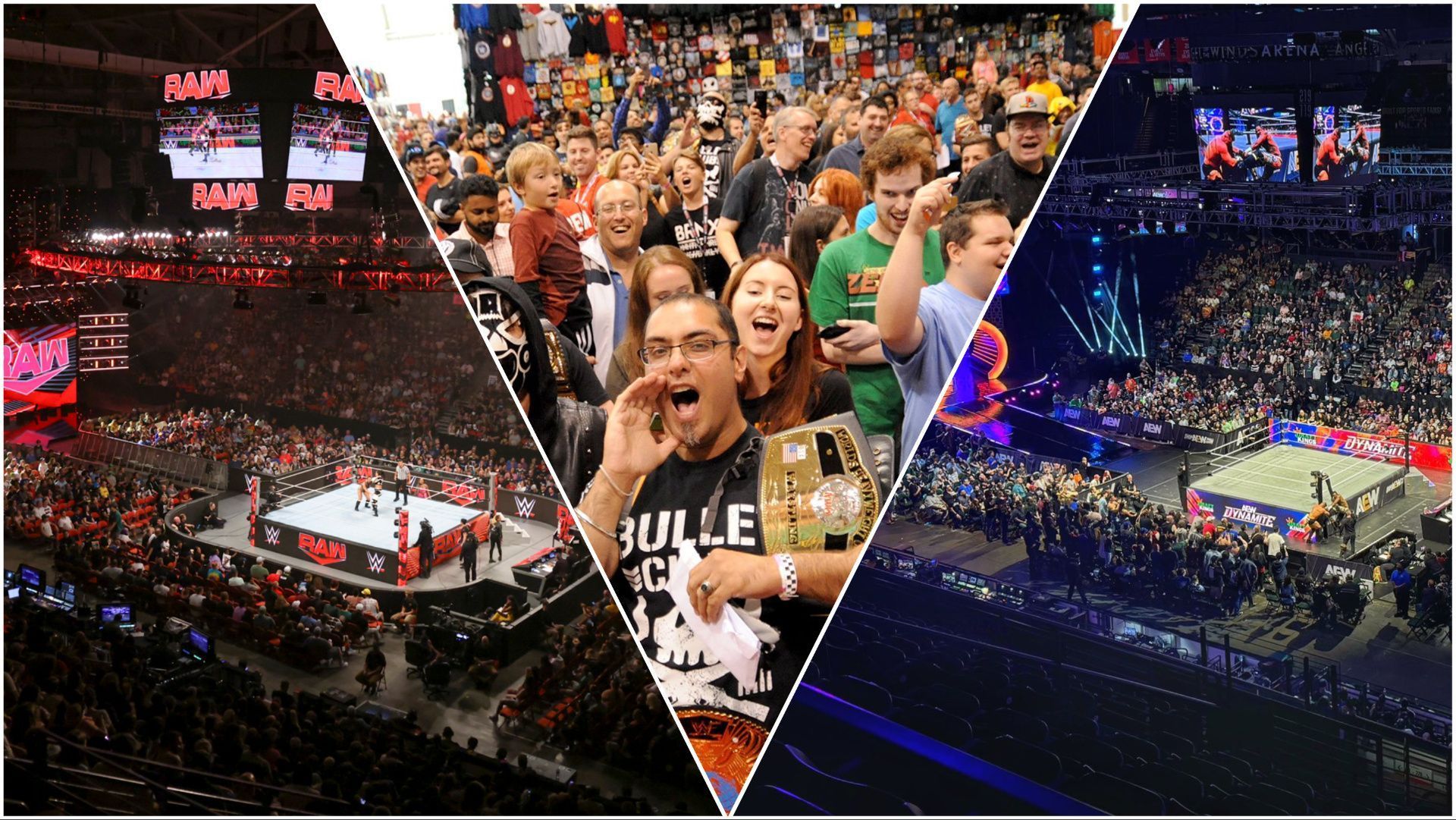 Wrestling fans at WWE RAW and AEW Dynamite