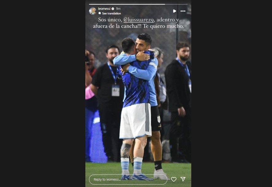 A screenshot of Messi&#039;s post on Instagram