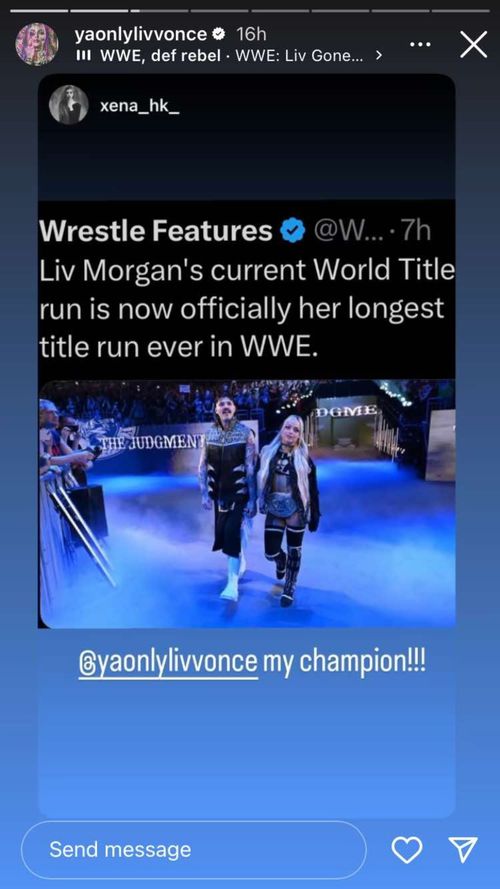 Liv Morgan shared this on her Instagram Story (Photo source: Screengrabbed from Morgan's IG)