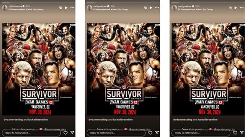 Natalya reacts to being featured in a fan-made poster for Survivor Series.[Image credits: Screengrab of Natalya's Instagram story]