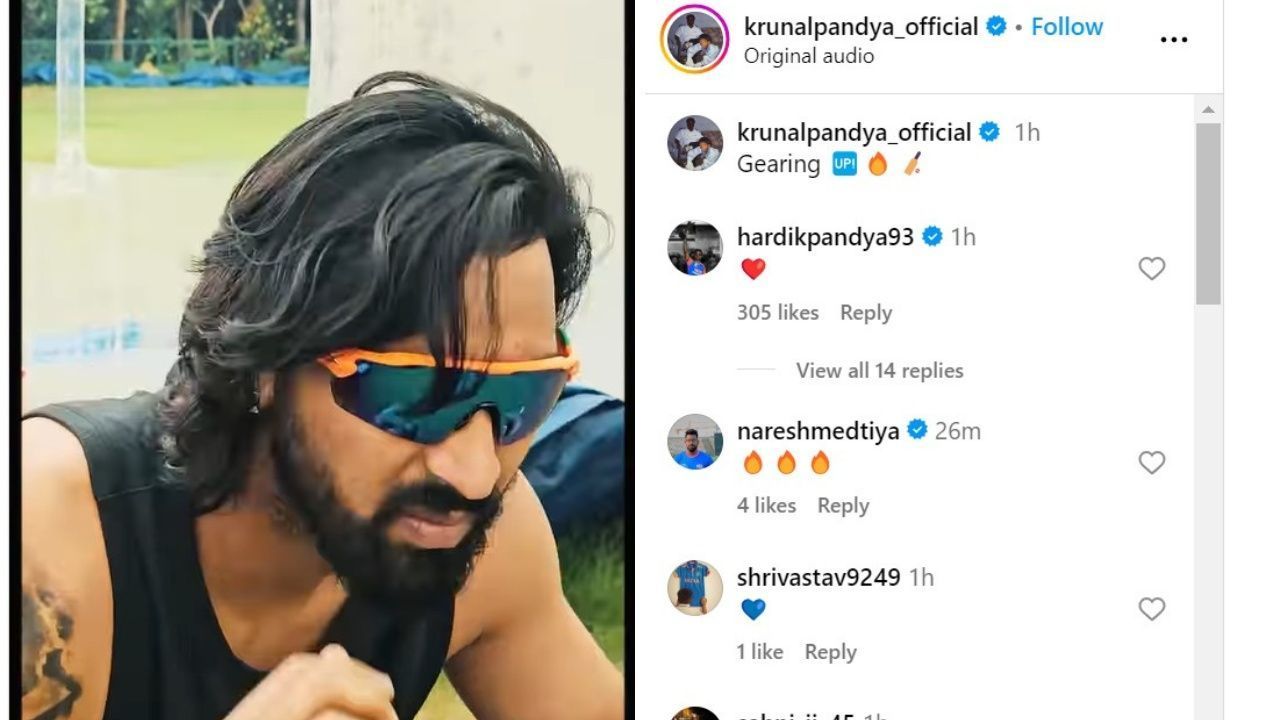 क्रुणाल पांड्या की पोस्ट पर हार्दिक ने किया कमेंट (photo credit: instagram/krunalpandya_official)