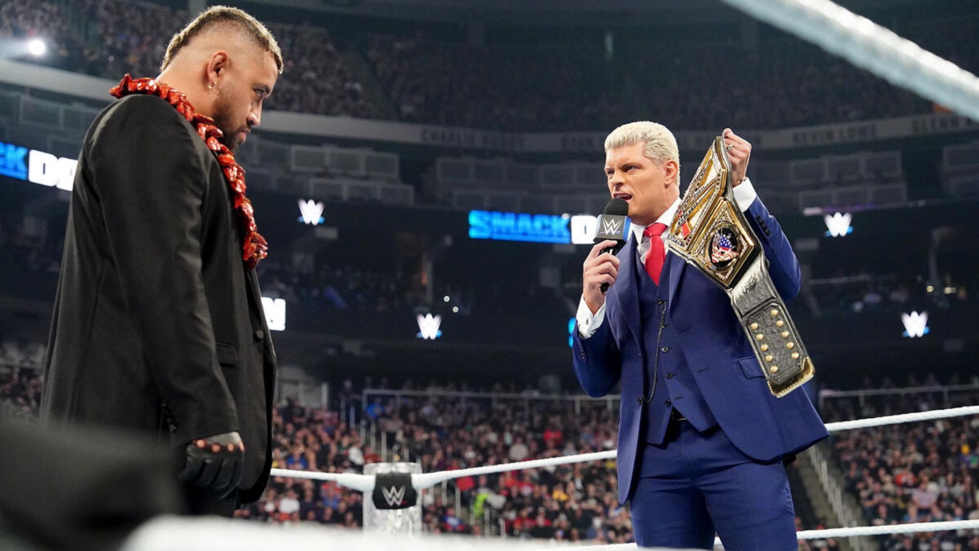 Solo Sikoa and Cody Rhodes on SmackDown. (Image via WWE.com)