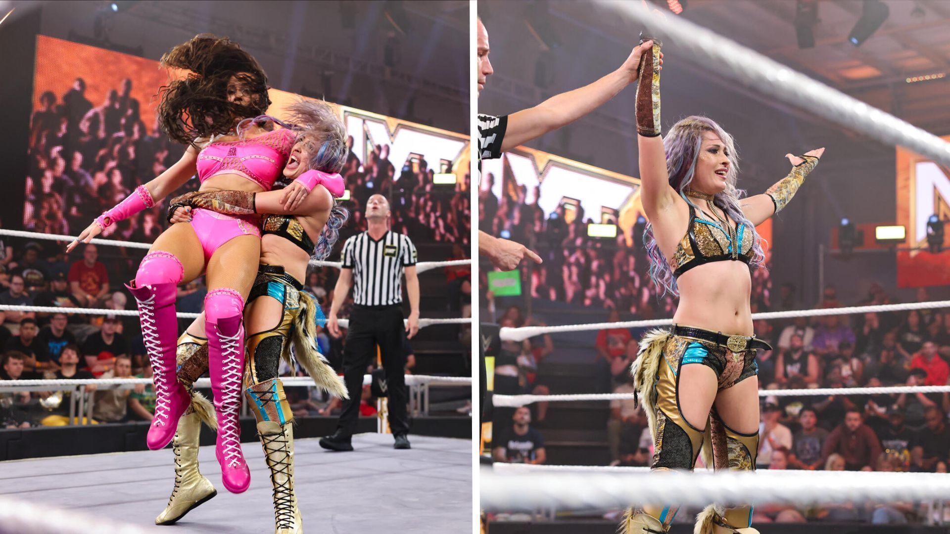 Giulia during her WWE in-ring debut this week! [Images via WWE.com]