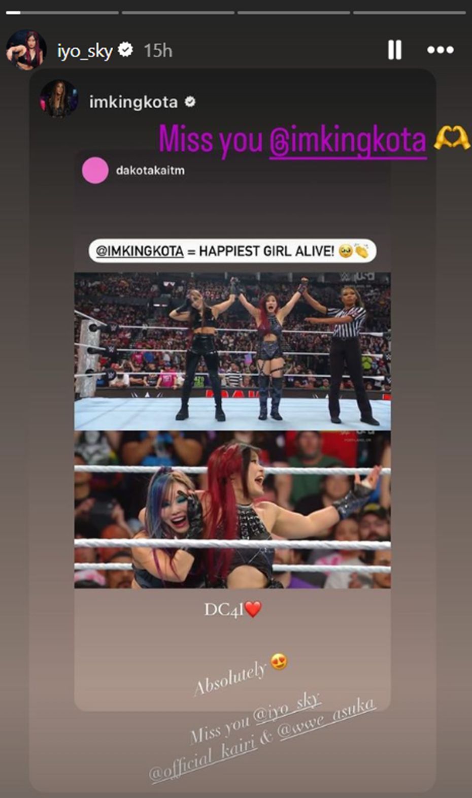 IYO SKY misses her teammate amid her absence from TV [Image source: SKY&#039;s Instagram handle] 