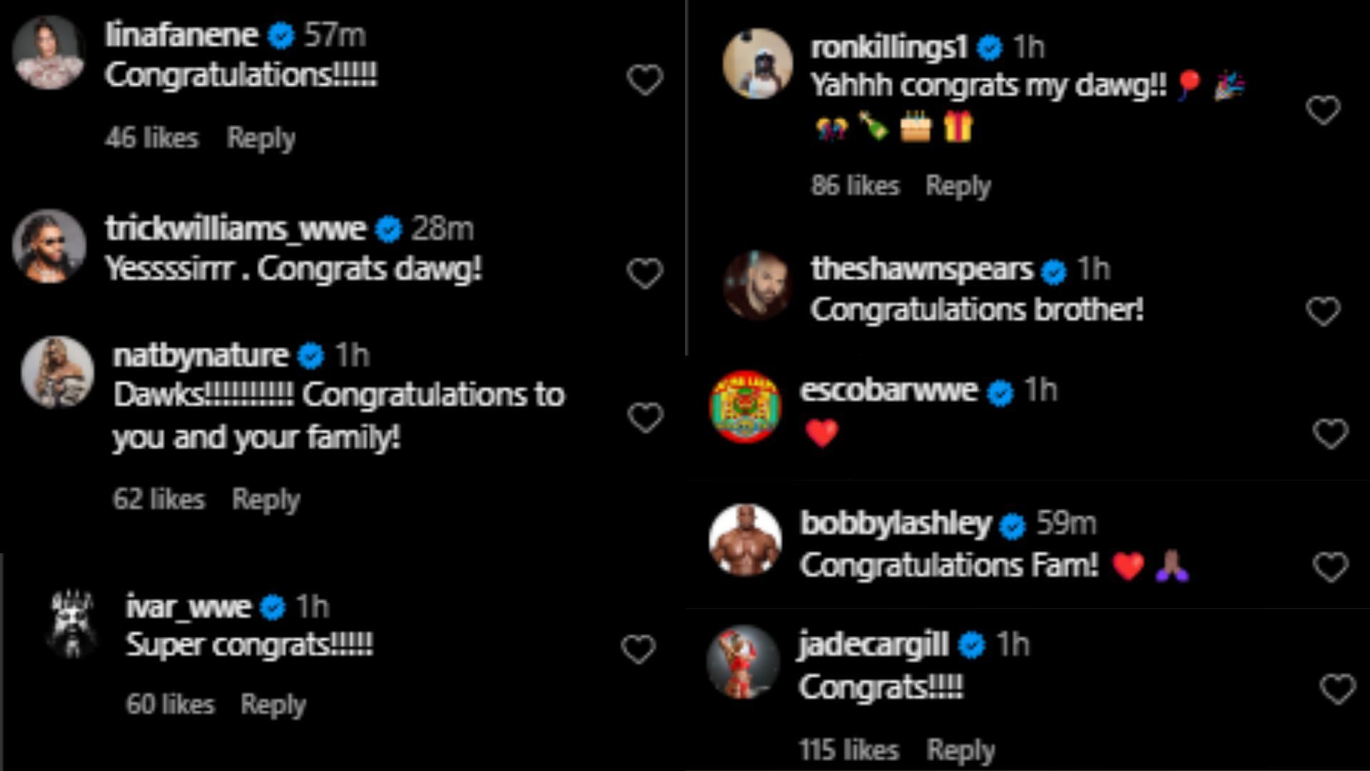 The stars took the moment to share in the star&#039;s happiness and congratulate him (Credit: Dawkins&#039; Instagram)