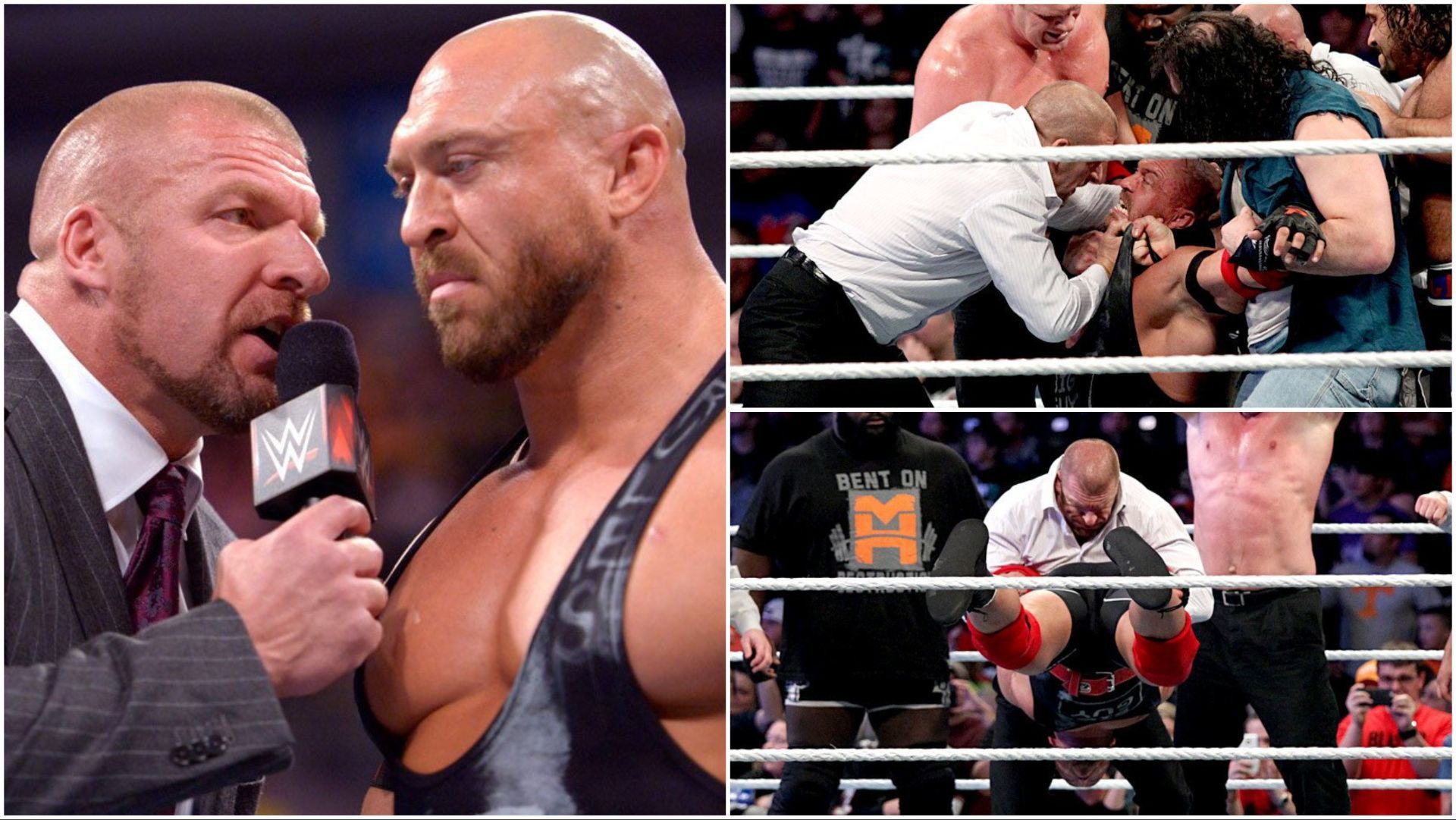 Ryback and Triple H in action on WWE RAW