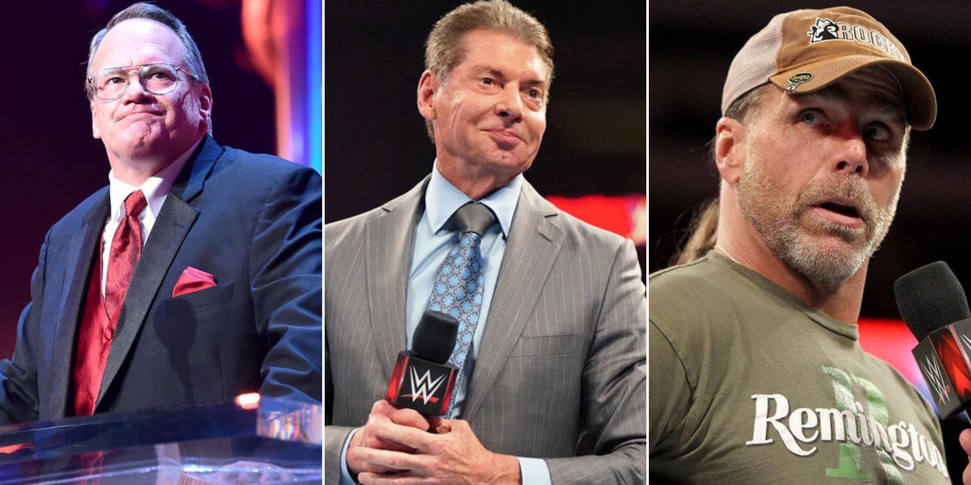 Jim Cornette, Vince McMahon and Shawn Michaels (Images via WWE.com)