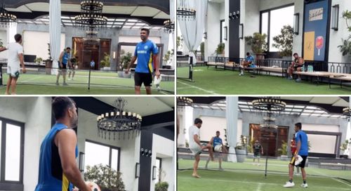 Indian players playing football at an indoor facility on Day 2. [Pic credits @dk00019 on Instagram]