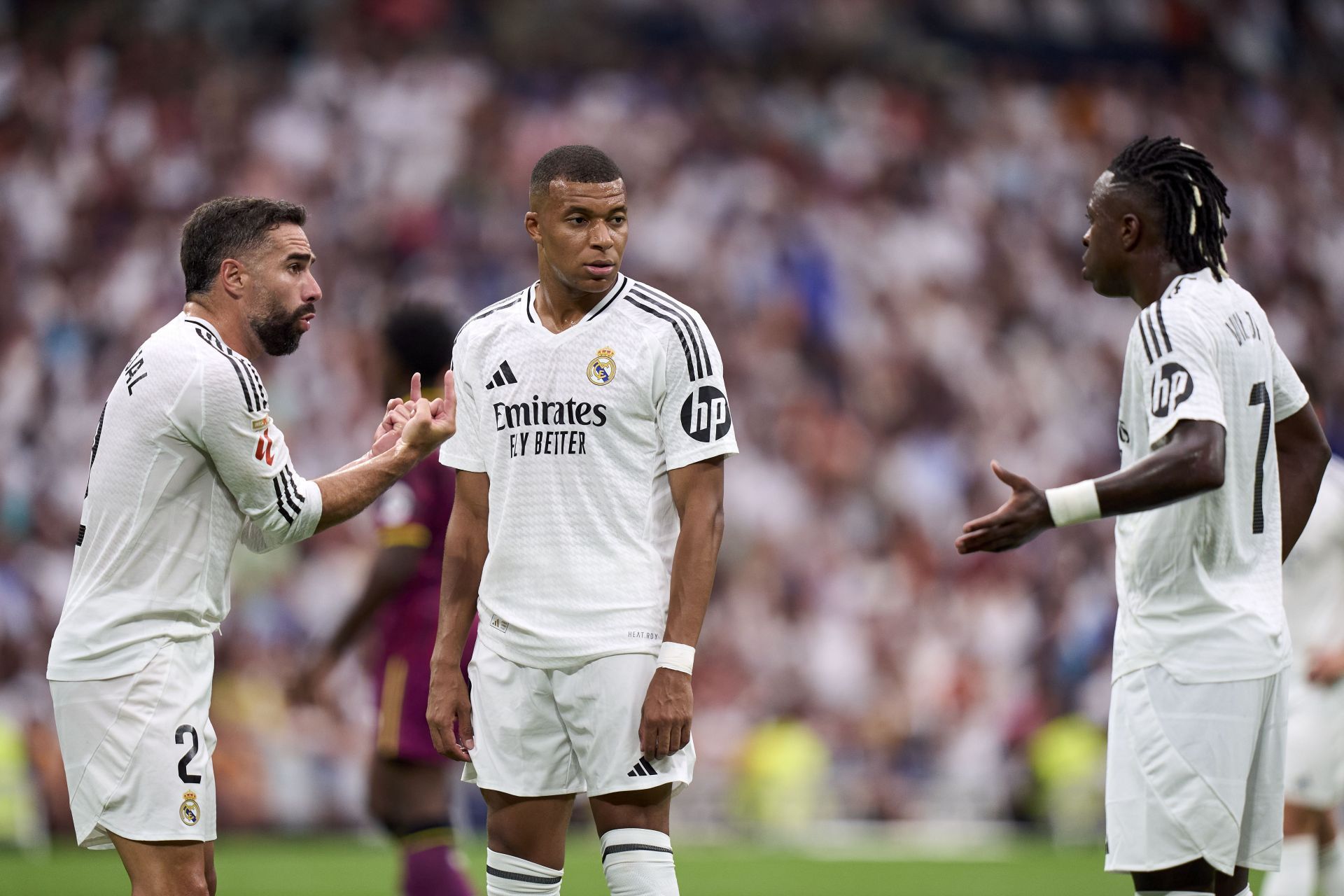 Dani Carvajal, Kylian Mbappe and Vinicius Junior