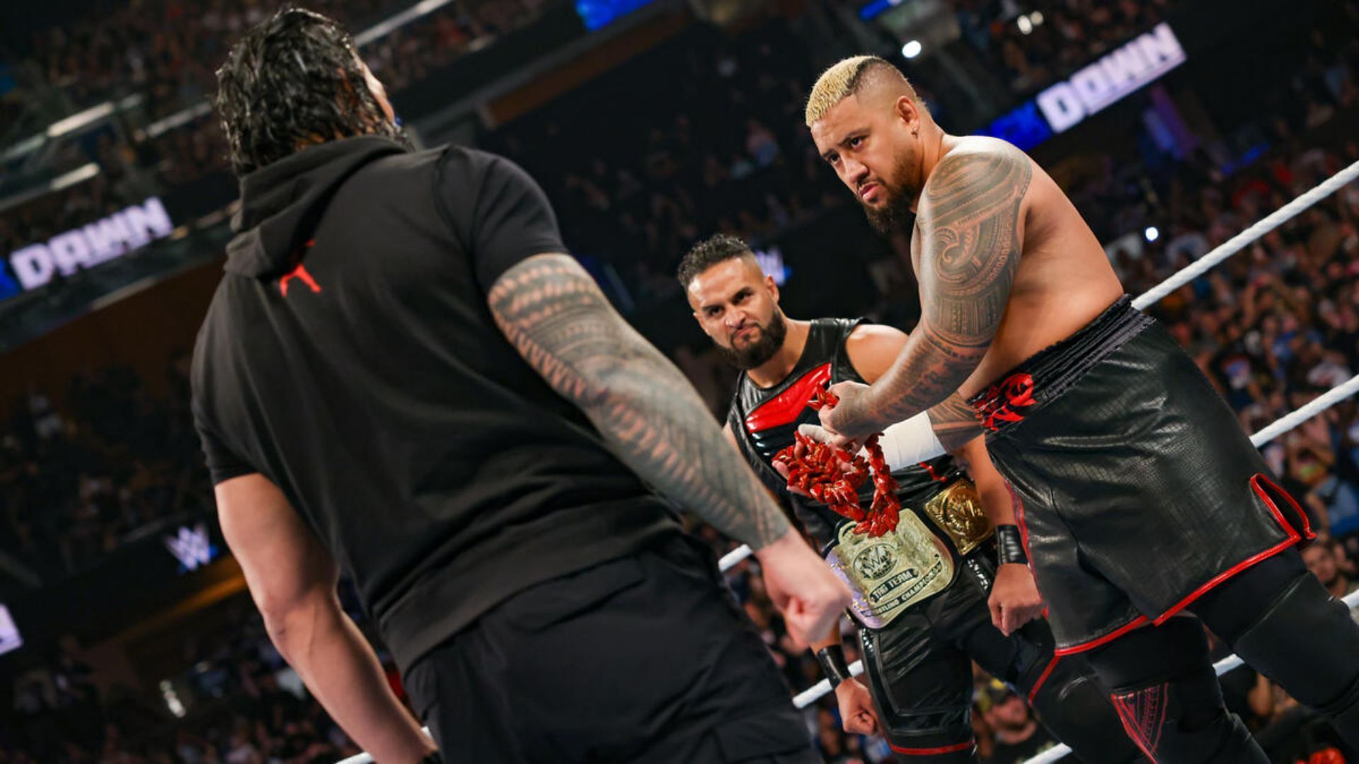 Roman Reigns and Solo Sikoa on the August 16th episode of SmackDown [Image via wwe.com]