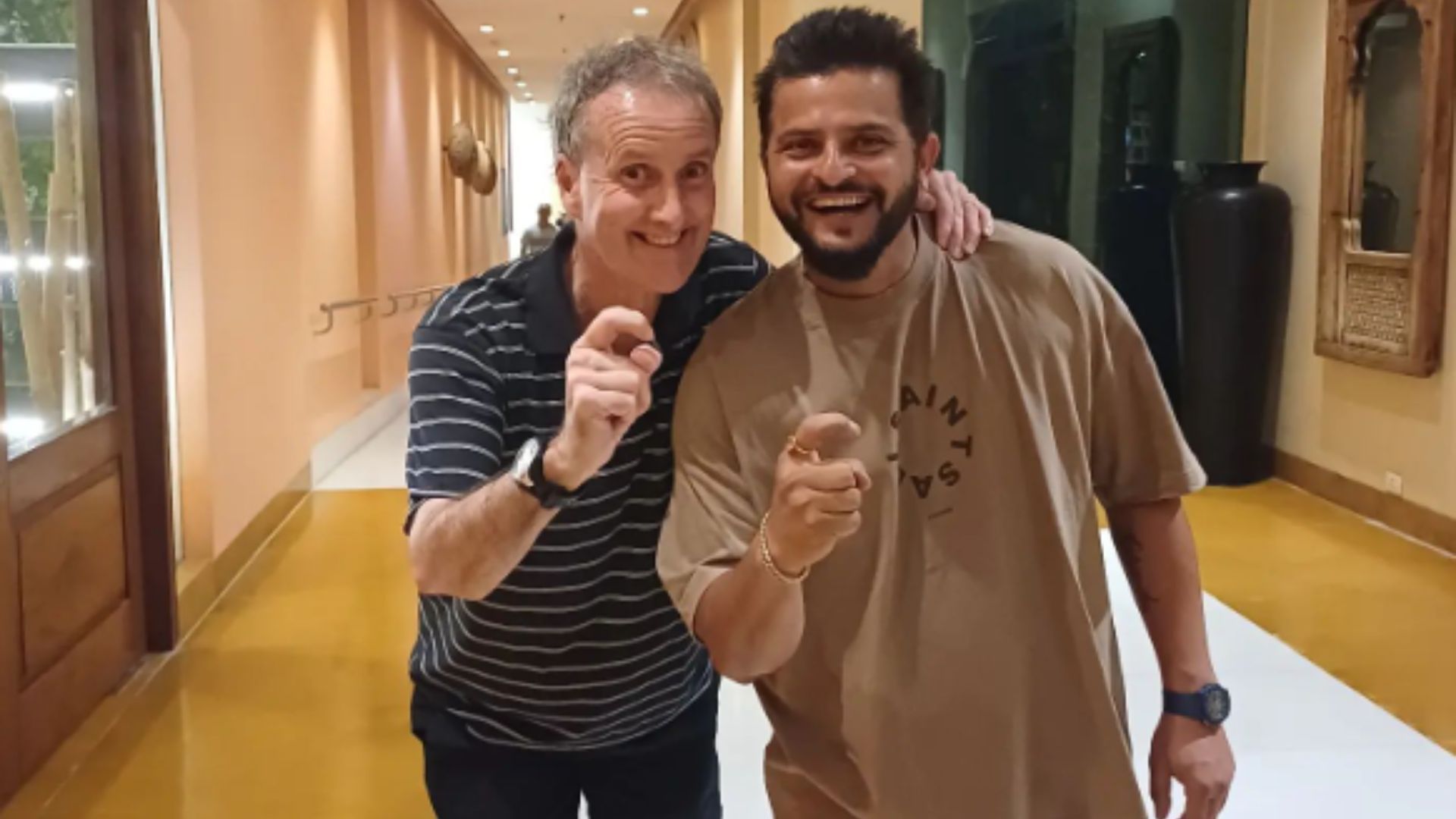 Billy Bowden and Suresh Raina (Image via @official_billybowden on Instagram)