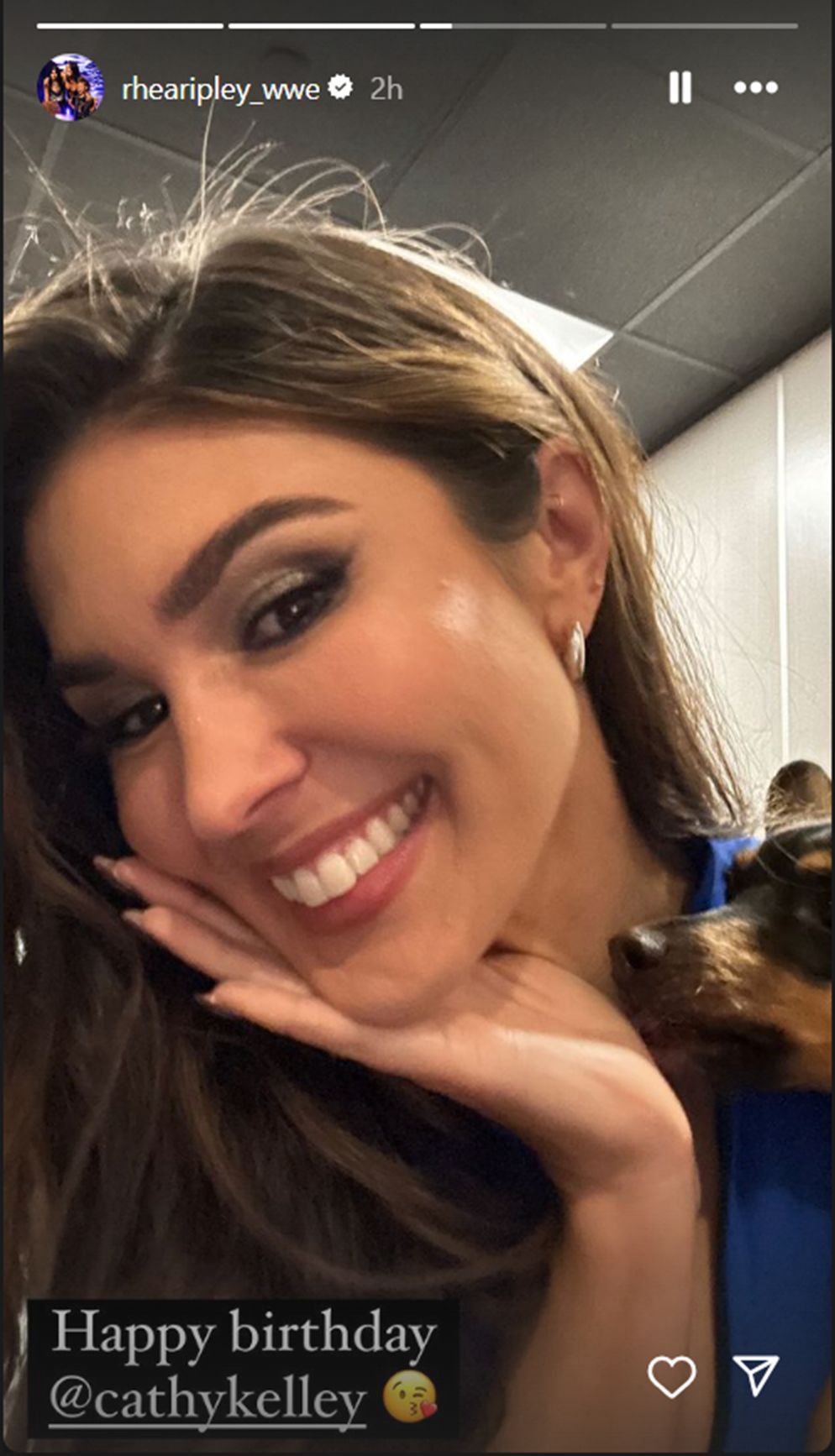 Rhea Ripley is still close to Cathy Kelley[Photo credits: Screengrab of Ripley&#039;s Instagram story]