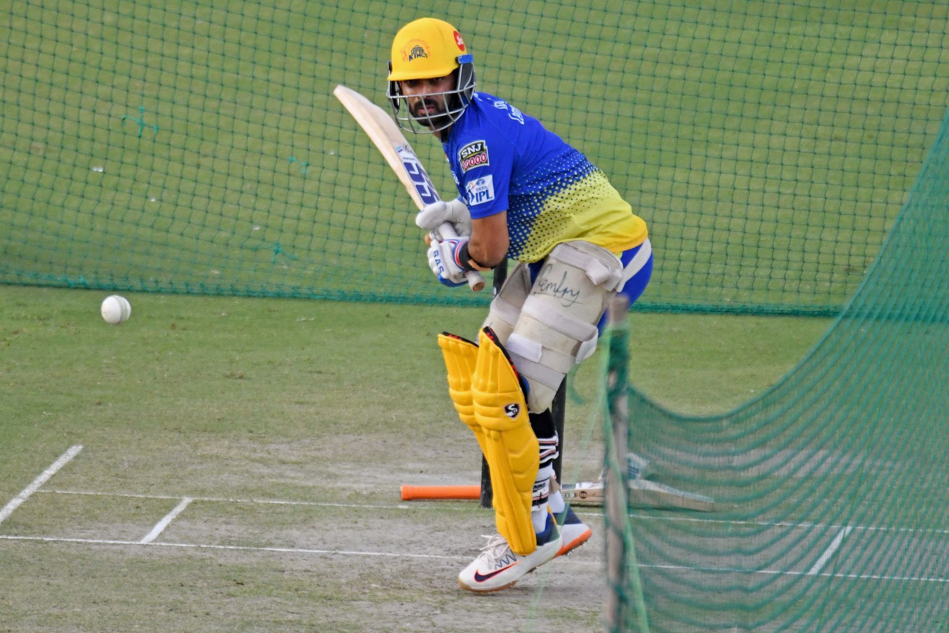 Chennai Super Kings batter Ajinkya Rahane during a practice session ahead of the IPL T20 cricket match against Rajasthan Royals.