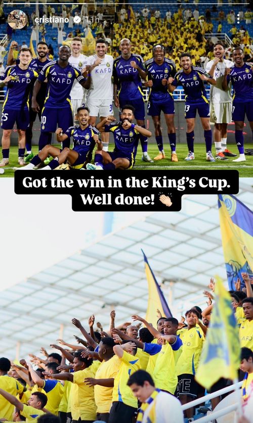 Cristiano Ronaldo did not feature as Al-Nassr defeated Al-Hazm in the King's Cup. (PC: Ronaldo's Instagram story)