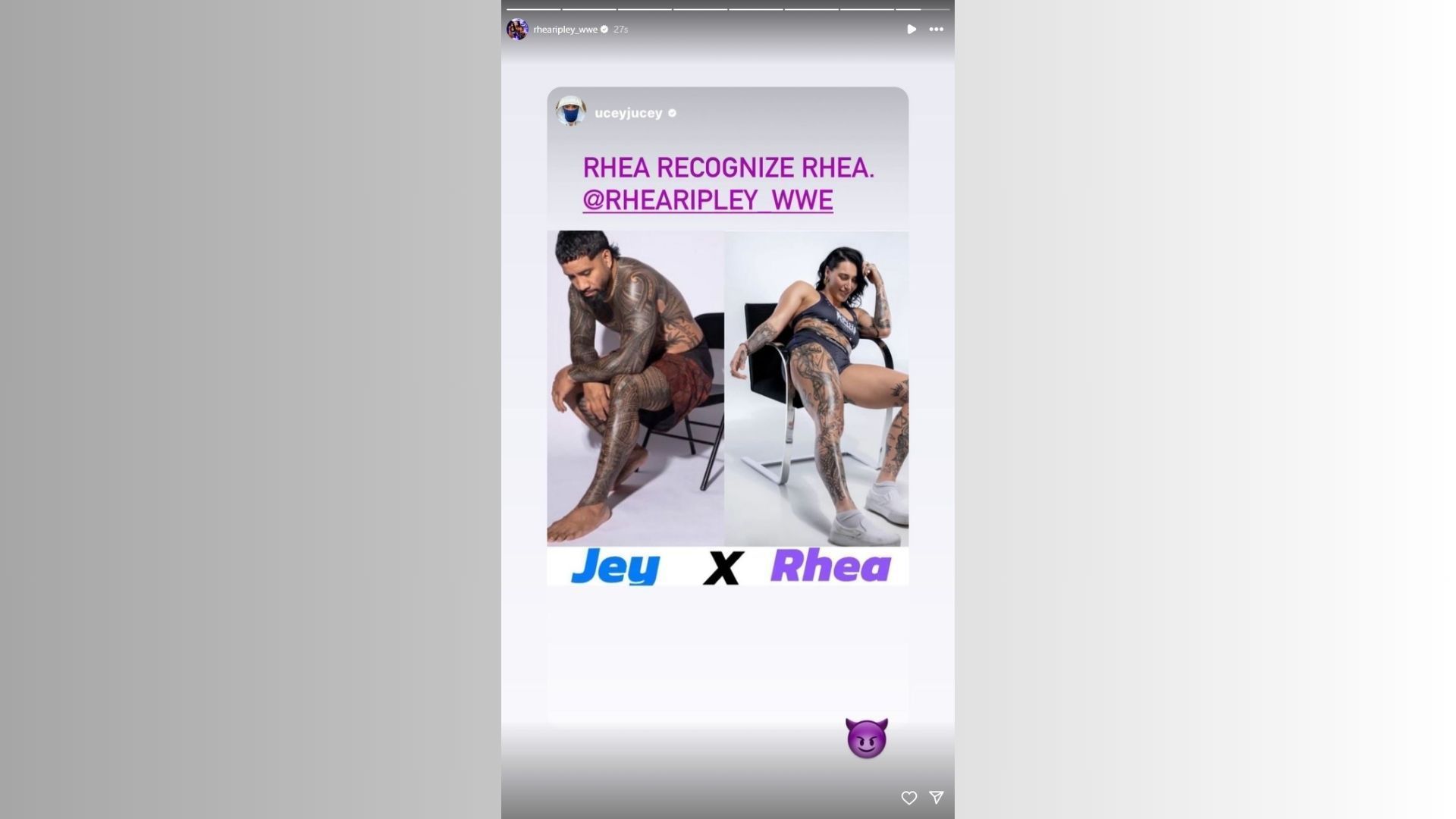 Rhea Ripley continues to tease alliance with Jey Uso (Image credits: Rhea Ripley&#039;s Instagram Story)