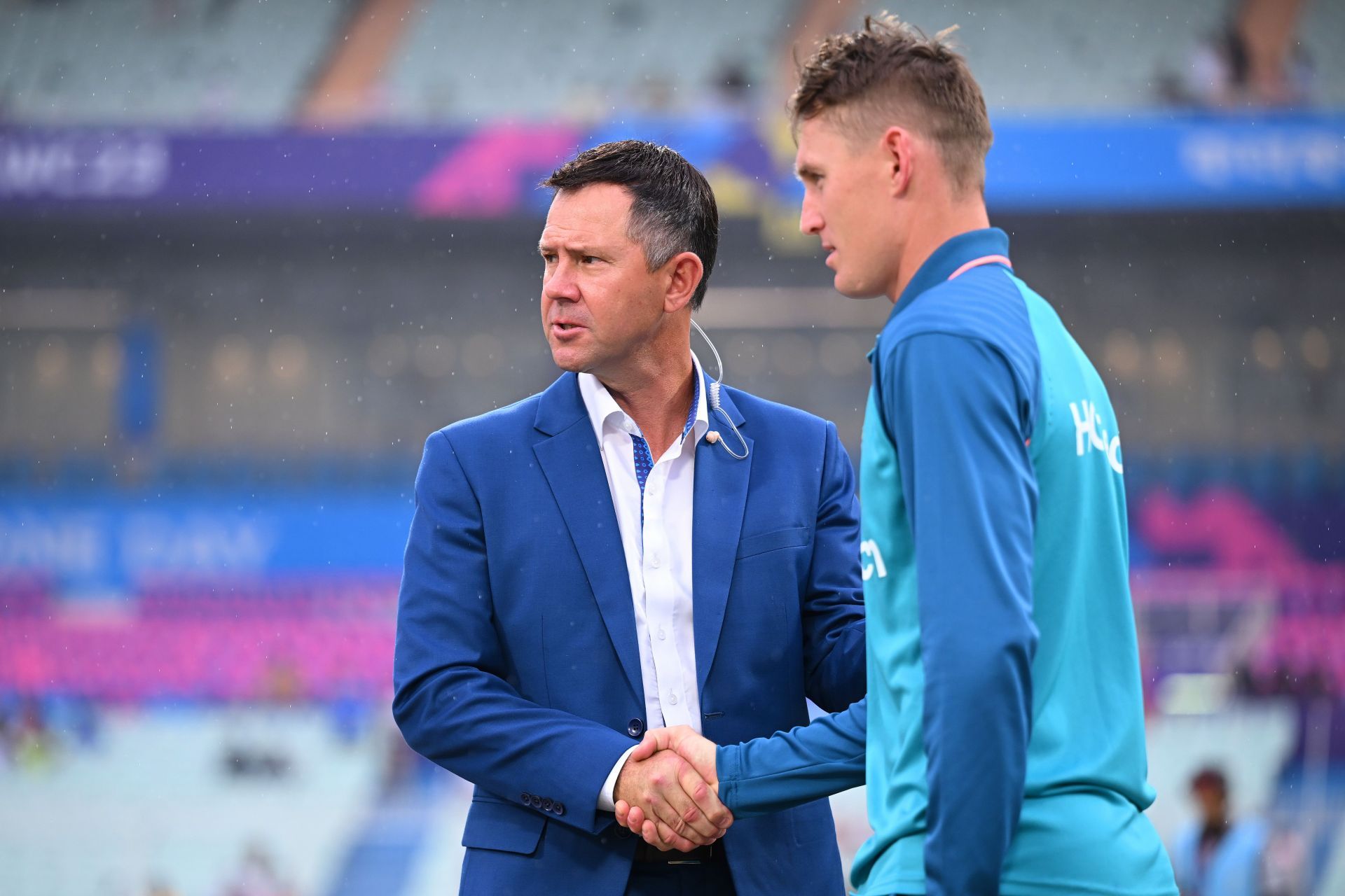 Ricky Ponting shakes hands with Marnus Labuschagne of Australia.