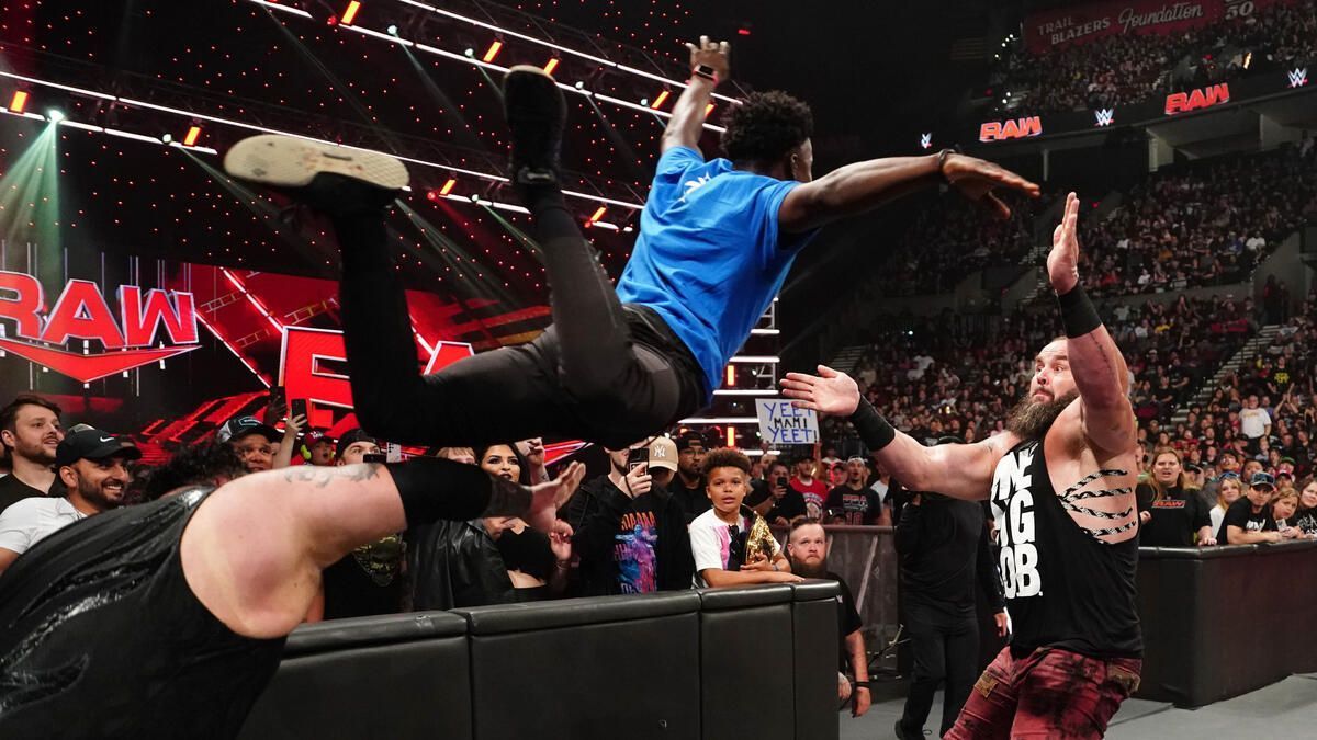 Bronson Reed threw a fan onto Braun Strowman on RAW (Photo credit: WWE.com)