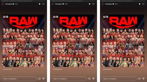 Kai shares USA Network's graphic of RAW roster on Instagram.