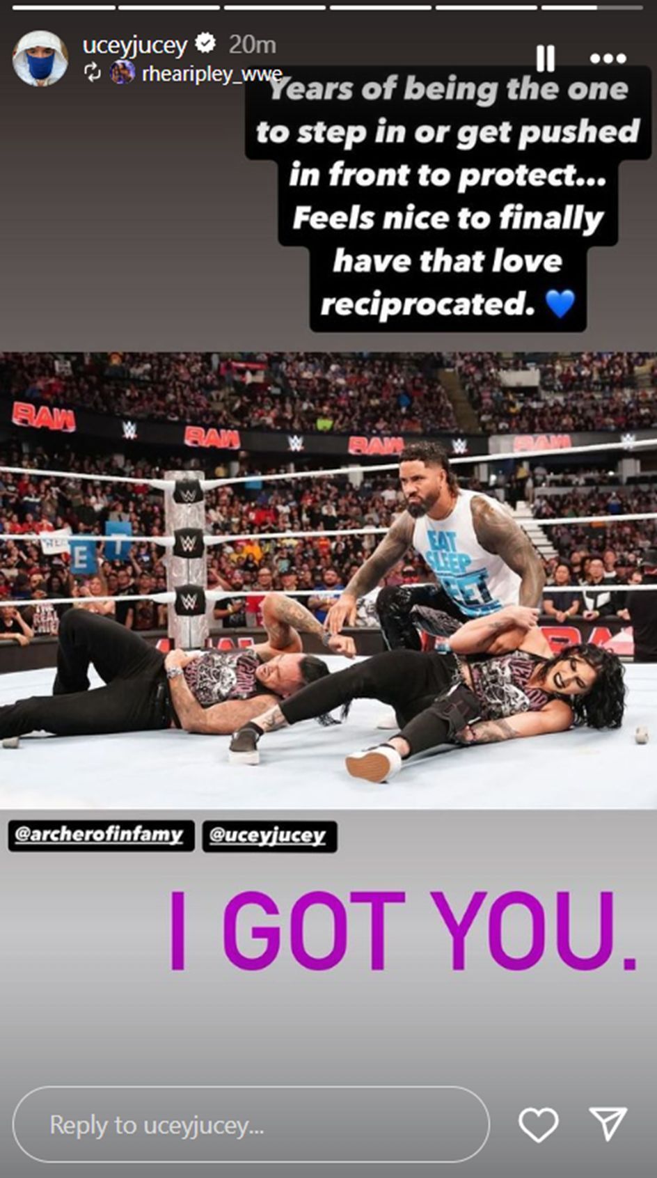 Screenshot of Jey Uso&#039;s Instagram story. 