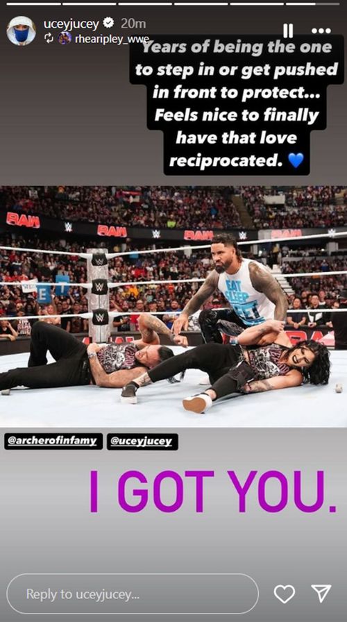 Screenshot of Jey Uso's Instagram story. 