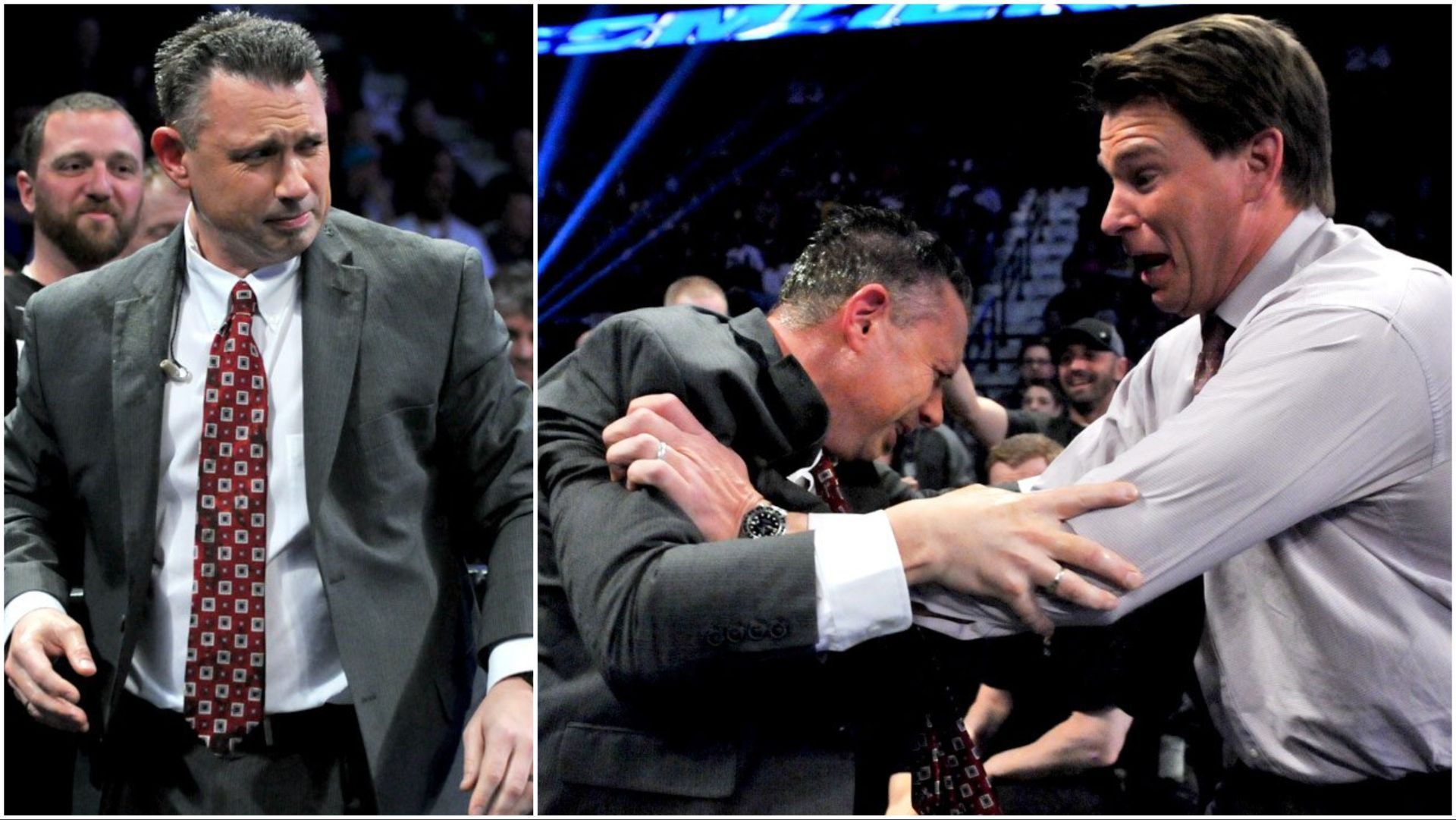 Michael Cole is puked on during WWE SmackDown