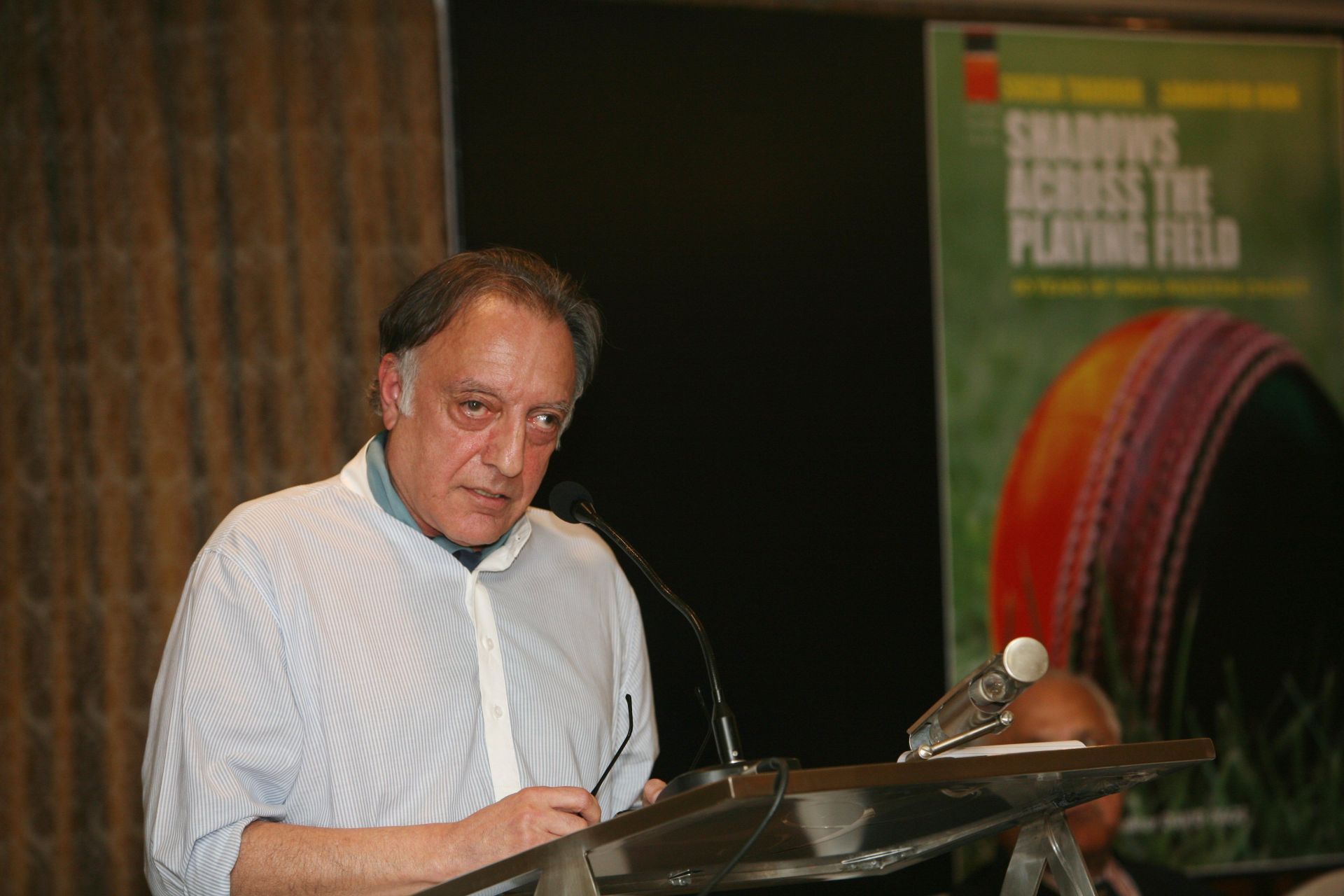 Mansoor Ali Khan Pataudi speaking at the Book release function of 'Shadows Across the Playing Field:60 years of India-Pakistan Cricket'.