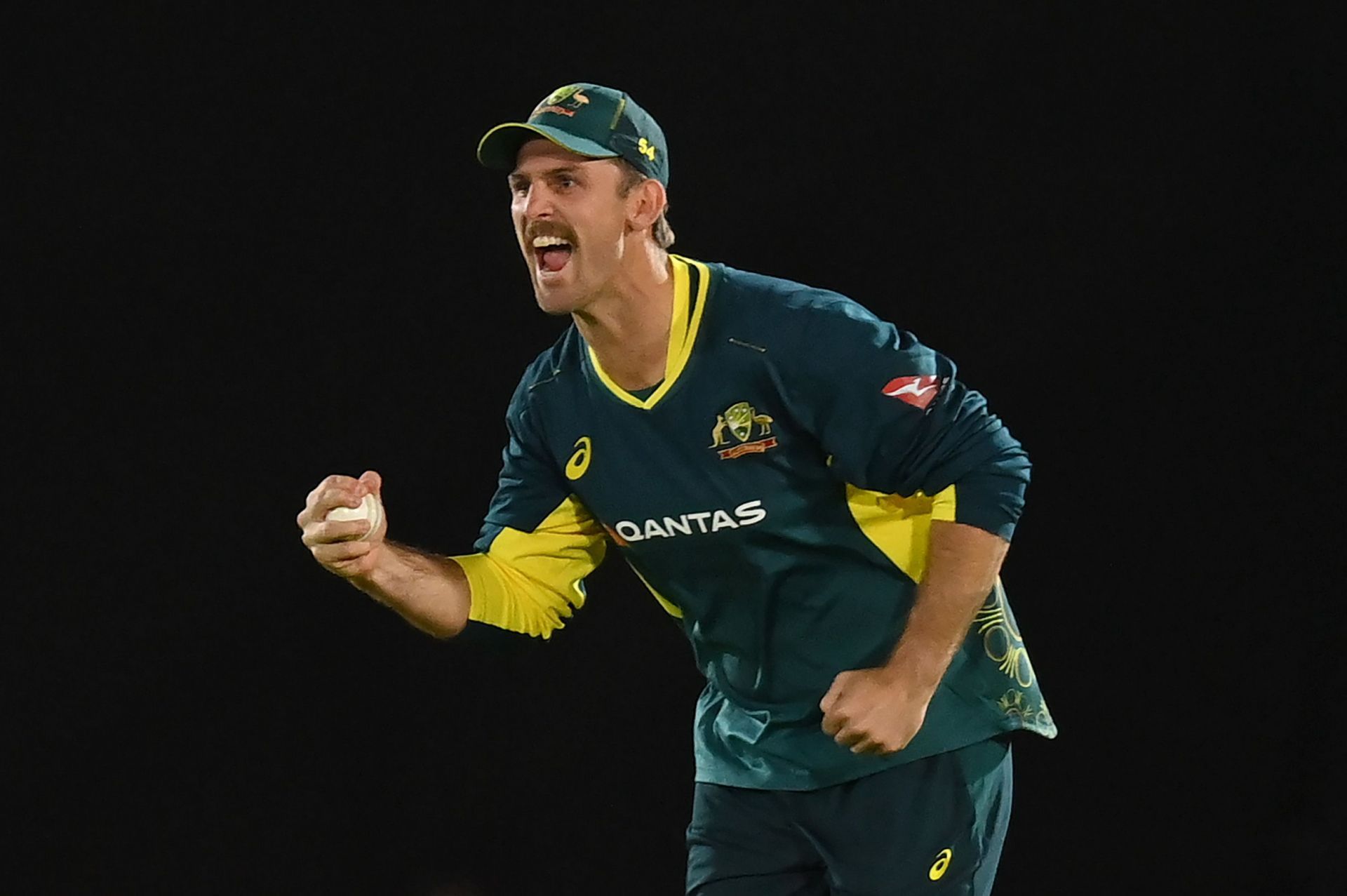 Mitchell Marsh of Australia reacts during the first Vitality T20I match between England and Australia.