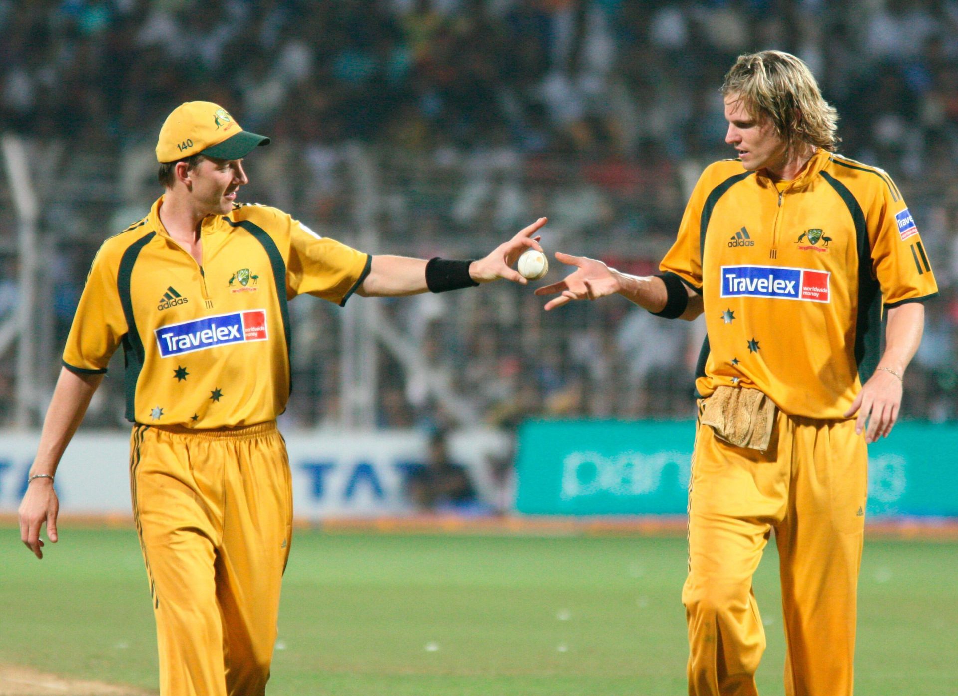 Brett Lee with N Bracken, Cricket Players of Australia at Wankhede Stadium in Mumbai, Maharashtra, India - Source: Getty