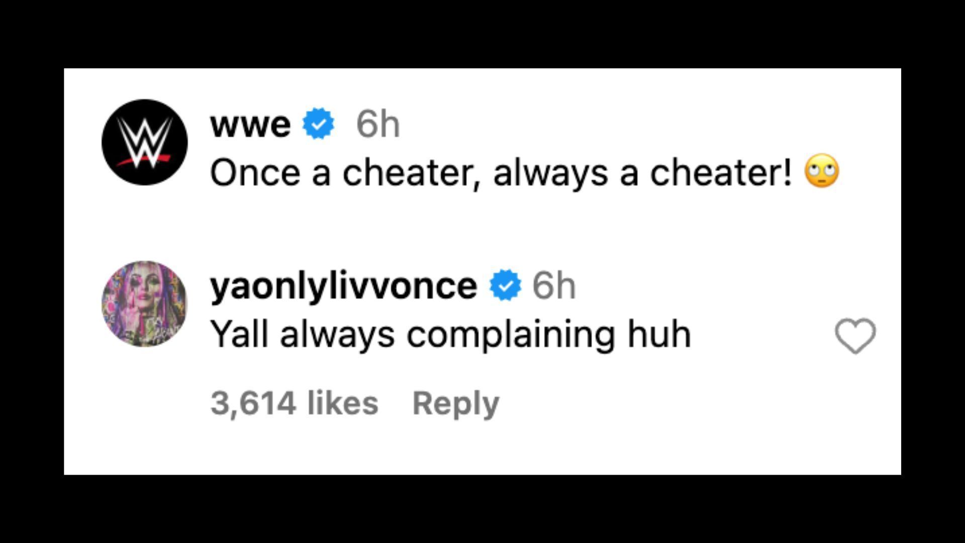 Morgan calls out the company on Instagram following RAW.