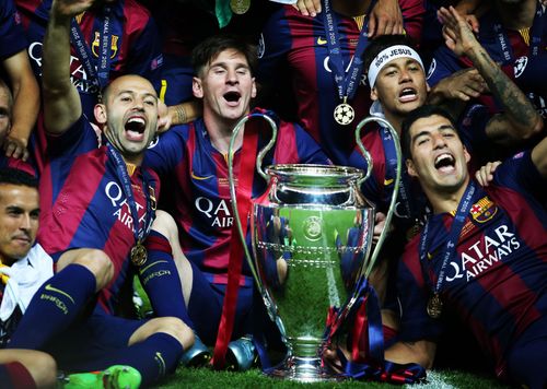 Lionel Messi, Neymar and Luis Suarez in the 2014-15 UCL final - Source: Getty