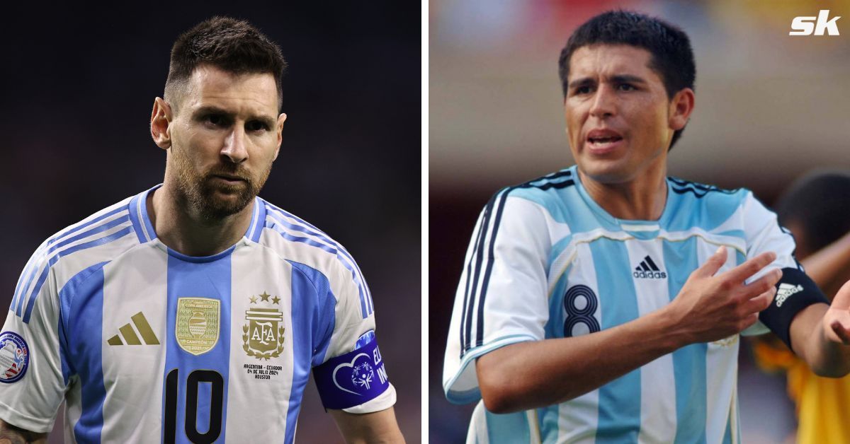 Argentina captain Lionel Messi (left) and Juan Roman Riquelme