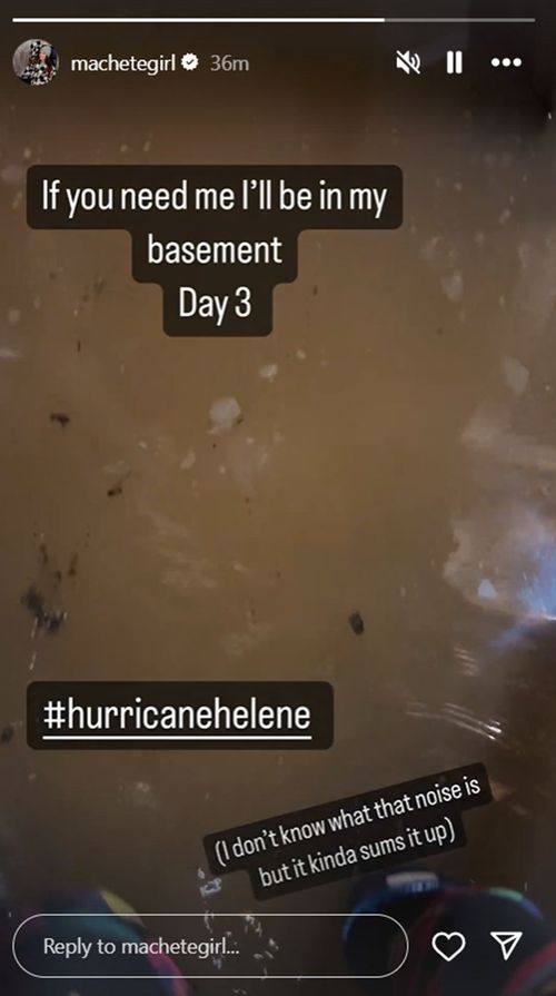 Lita shows the damage in her basement [Photo credits: Screengrab of Lita's Instagram story]