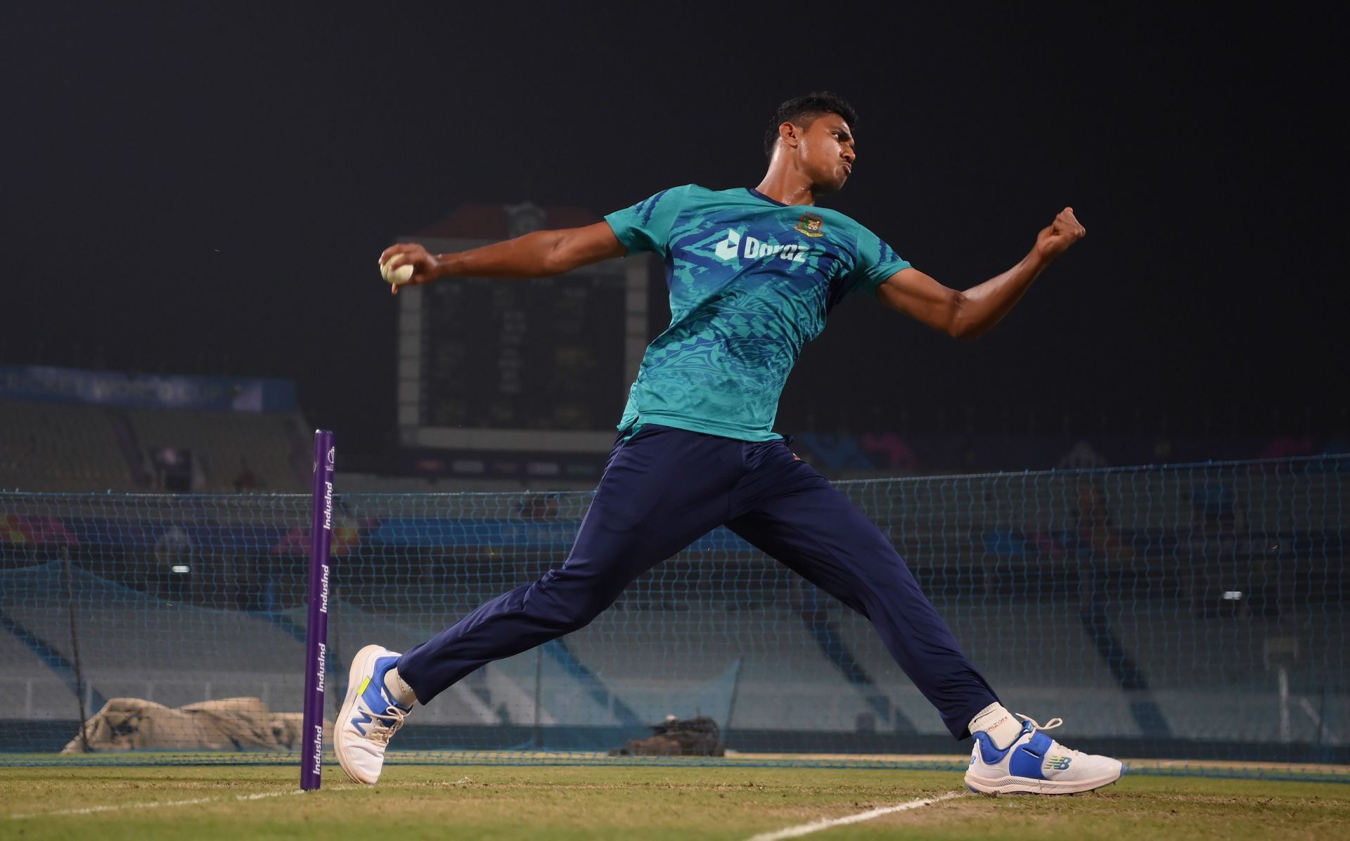 Hasan Mahmud during a practice session (Image Credits: Getty Images)