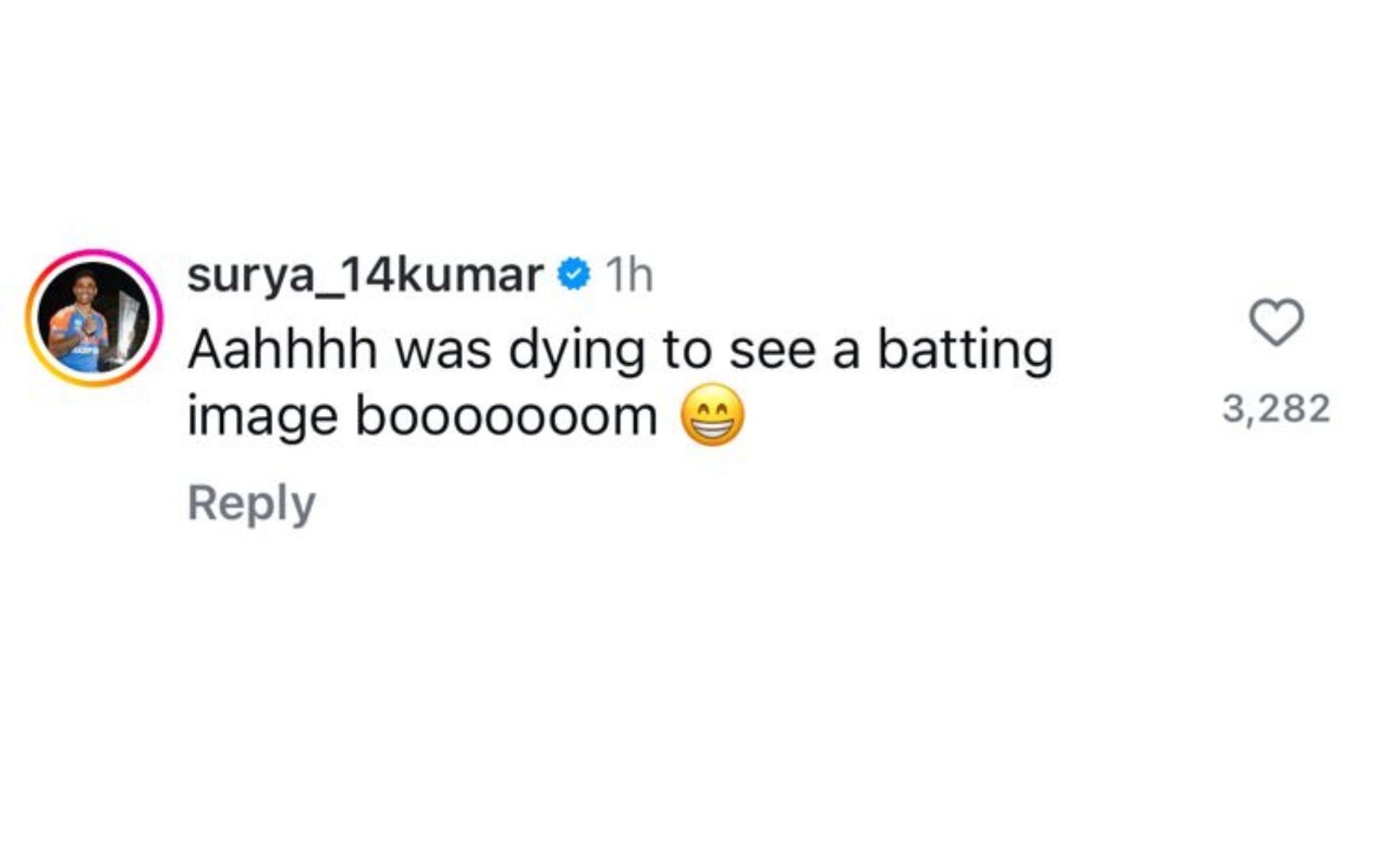 Screenshot of Suryakumar Yadav&#039;s comment.