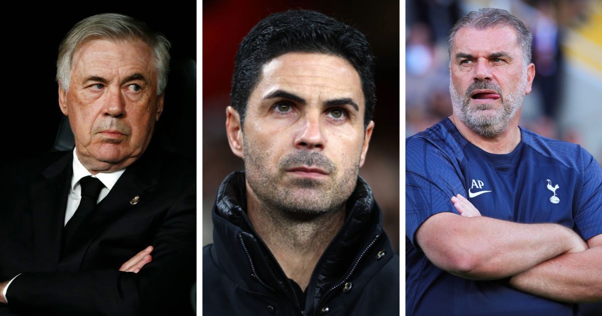 Carlo Ancelotti, Mikel Arteta and Ange Postecoglou 