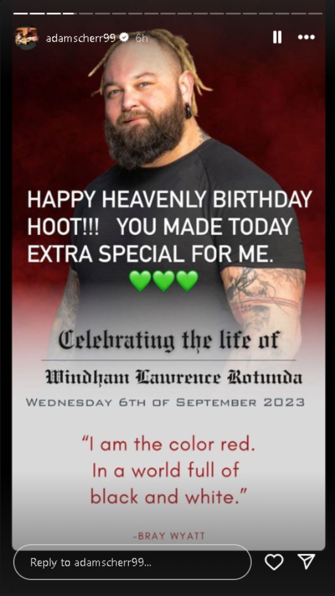 Strowman dedicates a message to his late friend. [Image Credit: Screengrab of Braun&#039;s Instagram story]