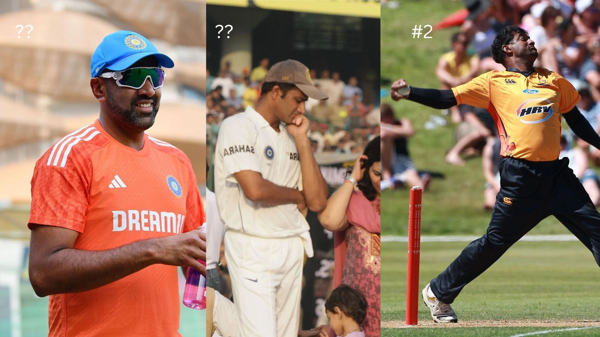 Ravichandran Ashwin, Anil Kumble, and Muttiah Muralitharan are amongst the greatest spinners of all time (Image Credits: All Getty)