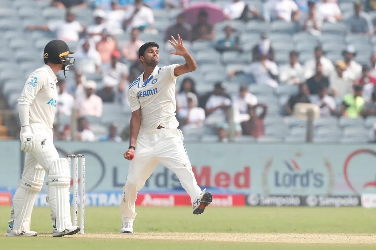 Washington Sundar didn&#039;t pick up a wicket in his first 13 overs. [P/C: BCCI]