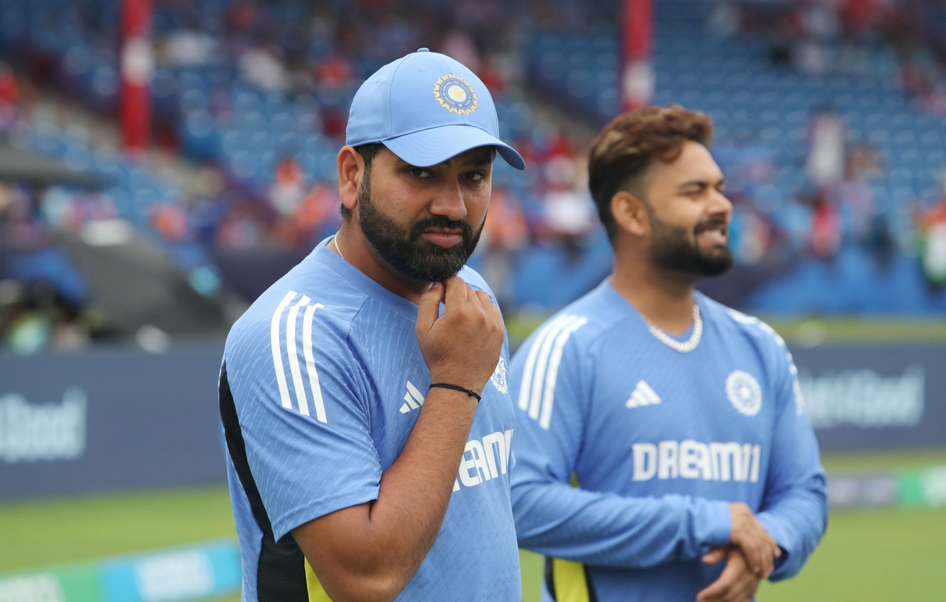 Rohit Sharma (L) and Rishabh Pant in practice ahead of the match against Canada (File image via Getty)