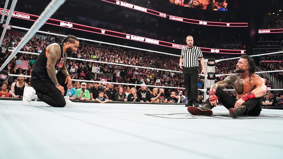 Jimmy Uso and Roman Reigns at Bad Blood (Photo credit: WWE.com)